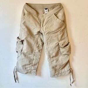The North Face Beige 100% Nylon Cropped Casual Capri Baggy Pants Women's Size 6
